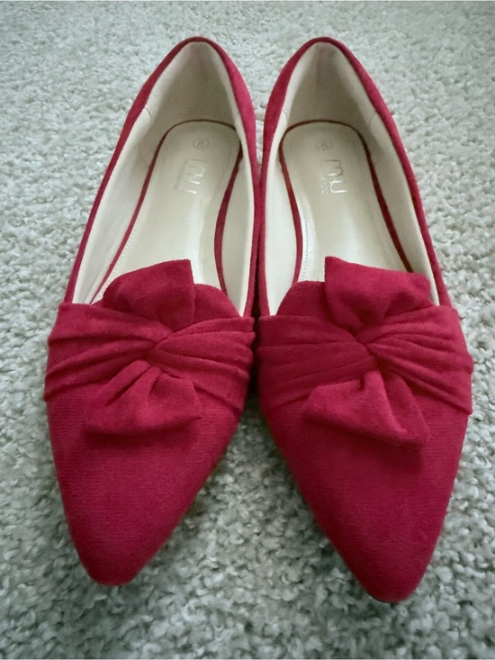 Musse & Cloud Shoes - MU MUSSHHOE Red Faux Suede Bow Pointed Toe Flats Size 8